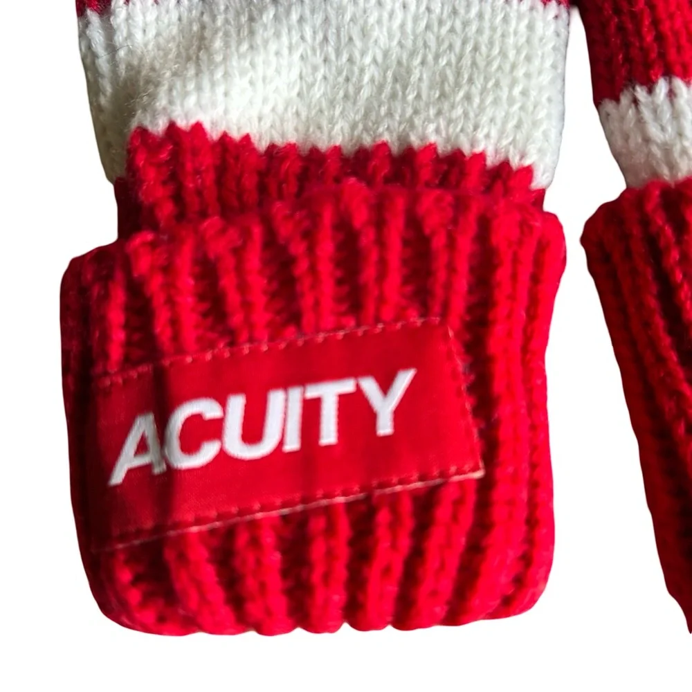 NWOT Acuity Red & White Striped Knit Mittens